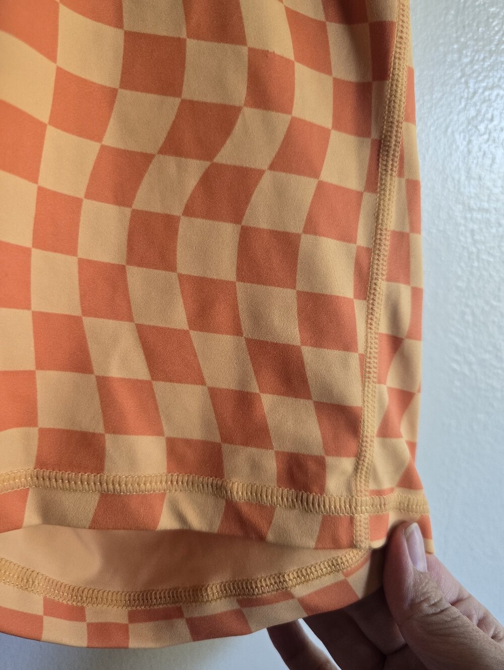 WILO The Label, Set w/High-Waist Bike Shorts And Bra Top, Orange Checker, Small - Picture 5 of 10